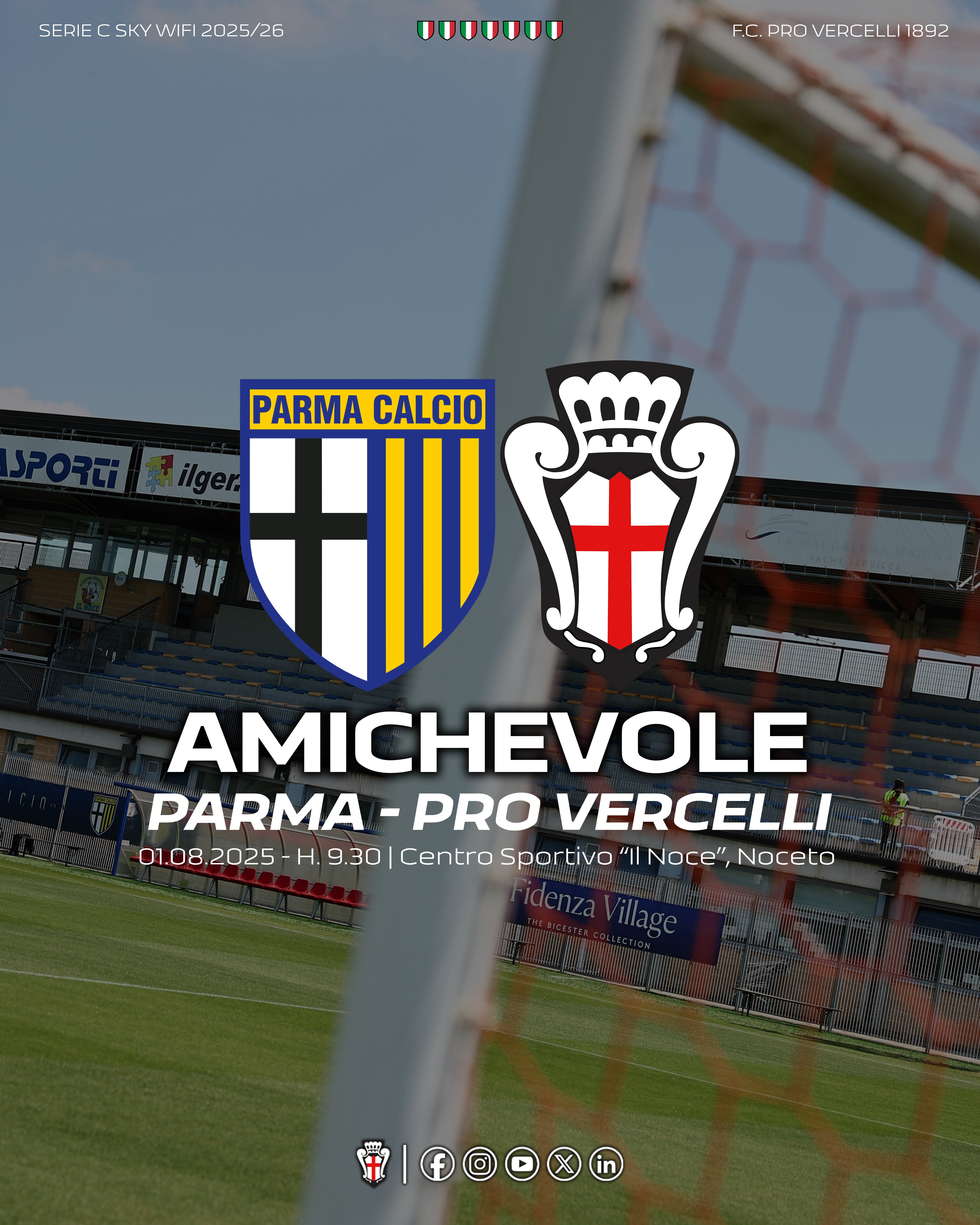 A Noceto un’amichevole dal sapore di storia: Parma - Pro Vercelli