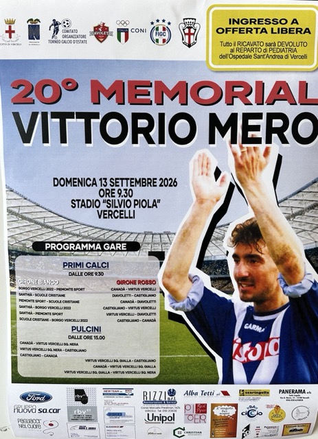 Il 13 settembre lo Stadio “Silvio Piola” ospita il 20° Memorial Vittorio Mero