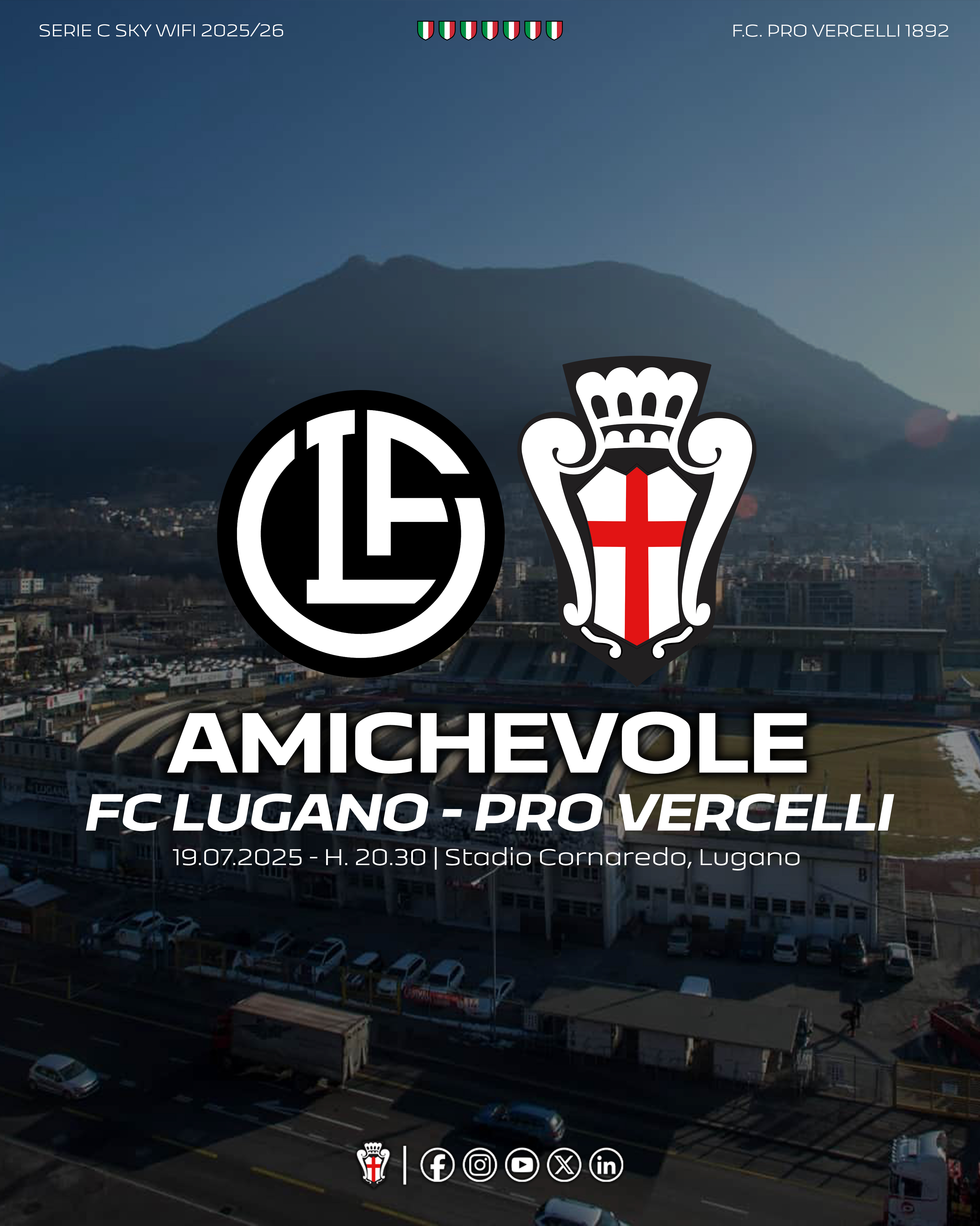 La Pro Vercelli scende in campo a Lugano per un prestigioso test estivo